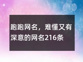 跑跑網(wǎng)名，難懂又有深意的網(wǎng)名216條