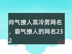帥氣撩人高冷男網(wǎng)名，霸氣撩人的網(wǎng)名232條