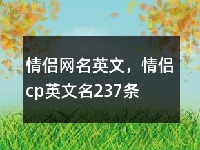 情侶網(wǎng)名英文，情侶cp英文名237條