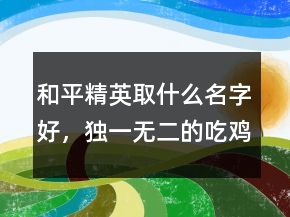 和平精英取什么名字好，獨一無二的吃雞名字223條