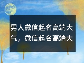 男人微信起名高端大氣，微信起名高端大氣241條