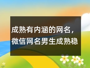 成熟有內(nèi)涵的網(wǎng)名，微信網(wǎng)名男生成熟穩(wěn)重208條