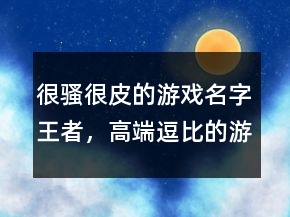 很騷很皮的游戲名字王者，高端逗比的游戲名204條