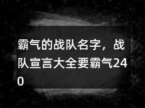 霸氣的戰(zhàn)隊名字，戰(zhàn)隊宣言大全要霸氣240條