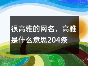 很高雅的網(wǎng)名，高雅是什么意思204條