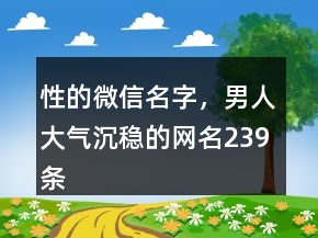 性的微信名字，男人大氣沉穩(wěn)的網(wǎng)名239條