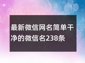 最新微信網(wǎng)名,簡單干凈的微信名238條