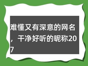 難懂又有深意的網(wǎng)名，干凈好聽的昵稱207條