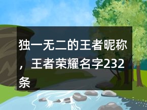 獨(dú)一無二的王者昵稱，王者榮耀名字232條
