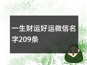 一生財運(yùn)好運(yùn)微信名字209條