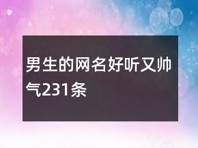 男生的網(wǎng)名好聽又帥氣231條
