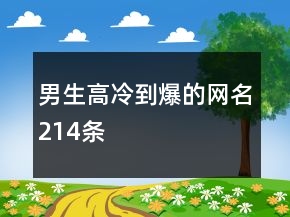 男生高冷到爆的網(wǎng)名214條