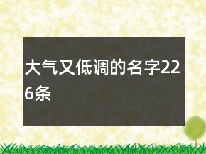 大氣又低調(diào)的名字226條