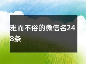 雅而不俗的微信名248條