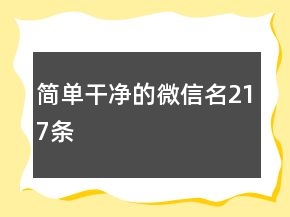 簡單干凈的微信名217條