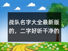 戰(zhàn)隊名字大全最新版的，二字好聽干凈的戰(zhàn)隊名200條