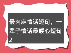 最肉麻情話短句，一輩子情話最暖心短句211條