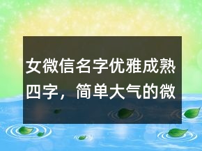 女微信名字優(yōu)雅成熟四字，簡單大氣的微信昵稱238條