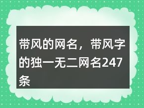 帶風(fēng)的網(wǎng)名，帶風(fēng)字的獨(dú)一無二網(wǎng)名247條