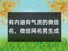 有內(nèi)涵有氣質(zhì)的微信名，微信網(wǎng)名男生成熟穩(wěn)重248條