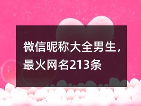 微信昵稱大全男生，最火網(wǎng)名213條