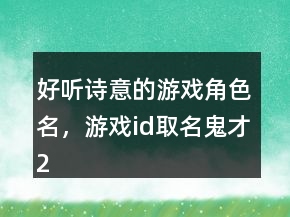 好聽詩意的游戲角色名，游戲id取名鬼才234條