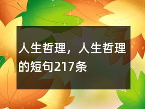 人生哲理，人生哲理的短句217條