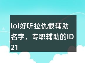 lol好聽拉仇恨輔助名字，專職輔助的ID218條
