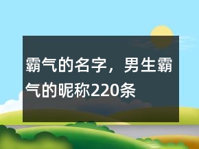霸氣的名字，男生霸氣的昵稱220條