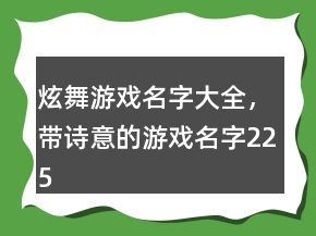 炫舞游戲名字大全，帶詩意的游戲名字225條