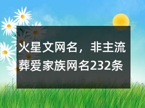 火星文網(wǎng)名，非主流葬愛家族網(wǎng)名232條
