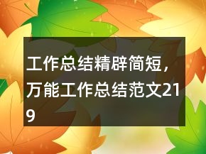 工作總結(jié)精辟簡短，萬能工作總結(jié)范文219條