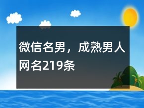 微信名男，成熟男人網(wǎng)名219條