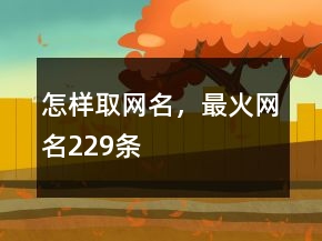 怎樣取網(wǎng)名，最火網(wǎng)名229條