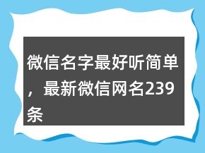 微信名字最好聽簡單，最新微信網(wǎng)名239條