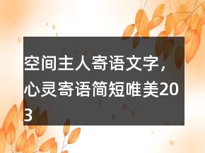 空間主人寄語文字，心靈寄語簡短唯美203條