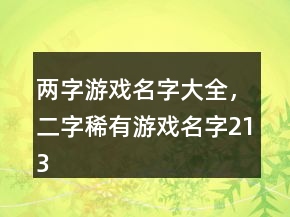 兩字游戲名字大全，二字稀有游戲名字213條