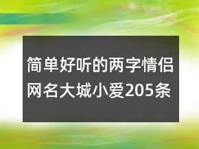 簡單好聽的兩字情侶網(wǎng)名大城小愛205條