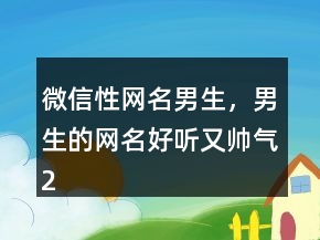 微信性網(wǎng)名男生，男生的網(wǎng)名好聽又帥氣244條