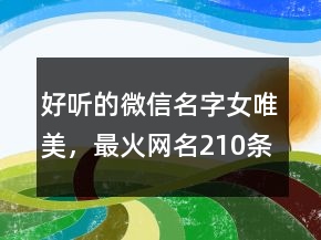 好聽的微信名字女唯美，最火網(wǎng)名210條