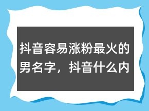 抖音容易漲粉最火的男名字，抖音什么內(nèi)容容易漲粉206條