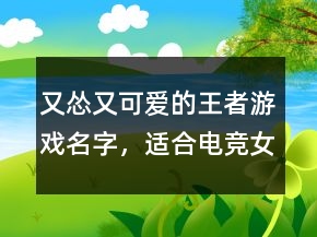 又慫又可愛(ài)的王者游戲名字，適合電競(jìng)女孩的網(wǎng)名200條