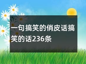一句搞笑的俏皮話搞笑的話236條