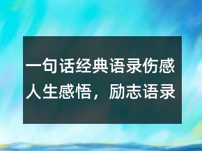 一句話經(jīng)典語錄傷感人生感悟，勵志語錄經(jīng)典短句204條