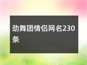 勁舞團(tuán)情侶網(wǎng)名230條