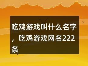 吃雞游戲叫什么名字，吃雞游戲網(wǎng)名222條