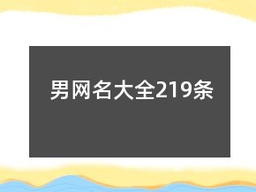 男網(wǎng)名大全219條