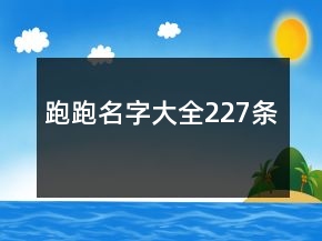 跑跑名字大全227條