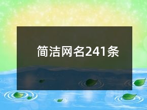 簡(jiǎn)潔網(wǎng)名241條