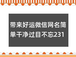 帶來好運(yùn)微信網(wǎng)名簡單干凈過目不忘231條